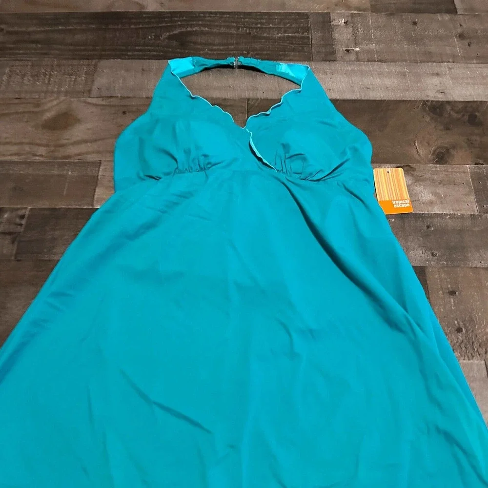 NEW TROPICAL‎ ONE PIECE TIER Lake Blue SWIMSUIT PLUS SIZE 18W